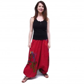 Sarouel ethnique rouge 3 en 1