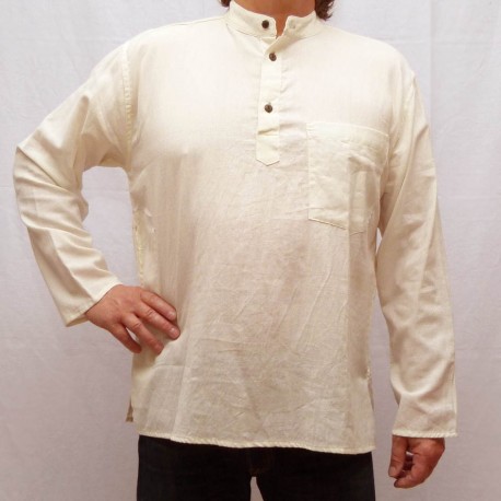 Chemise indienne Népal coton ecru