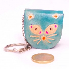Porte-clés,porte-monnaie Macha chat bleu