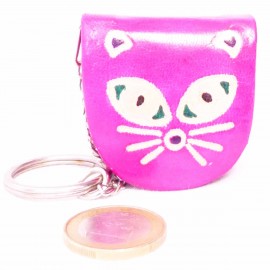 Porte-clés,porte-monnaie Macha chat violet