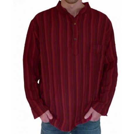 Chemise ethnique coton bordeaux