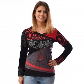 T-shirt ethnique Minga rouge