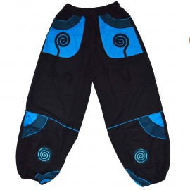 Pantalon ethnique Cosmic noir et bleu