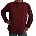 Chemise ethnique coton uni bordeaux