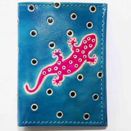 Porte cartes bleu Gecko