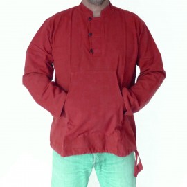 Chemise ethnique Makalu coton rouge