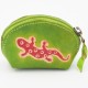 Porte monnaie Macha Art vert gecko rose