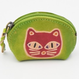 Porte monnaie Macha Art vert chat rose