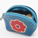Porte monnaie Macha Art bleu fleur rouge