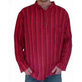 Chemise ethnique coton rouge