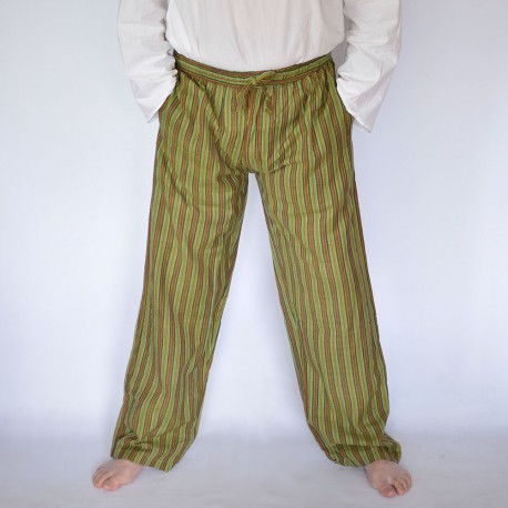 Pantalon coolman vert rayé