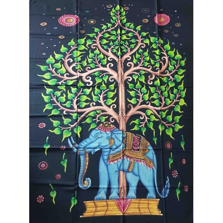 Tenture ethnique indienne elephant tree