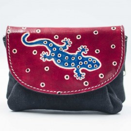 Porte monnaie ethnique Zappa noir rouge gecko