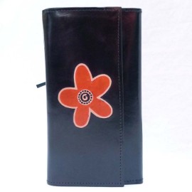 Porte-chéquier Macha fleur noir