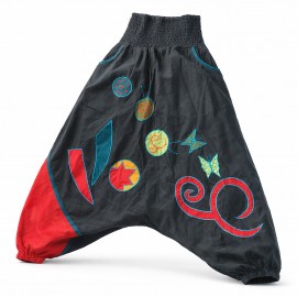 Sarouel ethnique Stormy noir et bleu